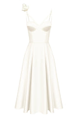 Rose Detail Bell Corset Midi Dress