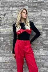 Leather Insert Trim Bodysuit