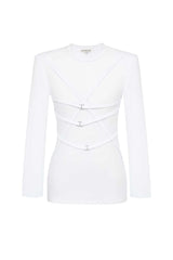 Chest Decorated Long Sleeve Knit Shirt