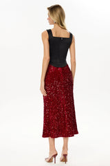 Sequin Decorated Velvet Skirt
