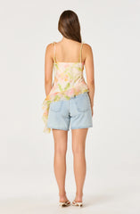 Mejra Floral Ruffle Asymmetric Cami