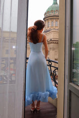 Flounce Bustier Midi Dress