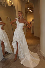 "Écume royale" Bustier Dress With Draping