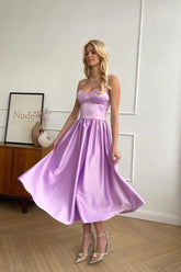 Bustier Pleated Bust Cups Midi Dress