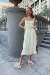 Bustier Dress with Feather Detail belt