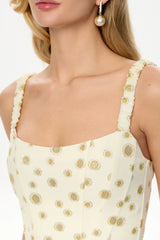 Strap Midi Dress with Corset-Style Bodice