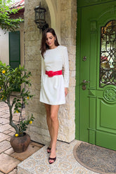 Long Sleeve Mini Dress with removable Rose belt
