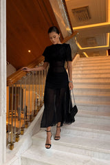 Chiffon Asymmetrical Midi Dress