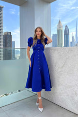 Button Front Midi Dress