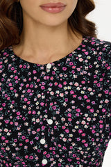 Short Sleeve Buttoned Mini Dress