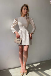 Pleated Long Sleeve Mini Dress