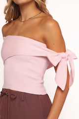 Charama Off Shoulder Knit Top - Pink