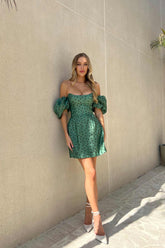 Puffy Sleeve Bell Mini Dress