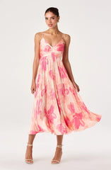 Maeve Pleated Satin Midi Dress