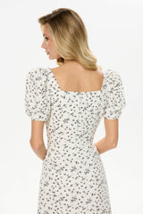 Godet Silhouette Square Neck Midi Dress