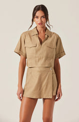 Deborah Linen Blend Safari Top