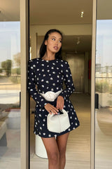 Long Sleeve Mini Dress with removable Rose belt