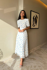 Short Sleeve Floral Midi Dress