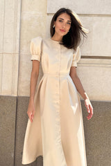 Button Front Midi Dress