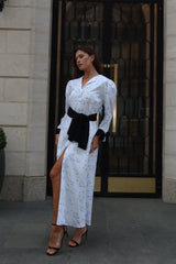 Maxi Dress With Buttons And Voluminous Belt