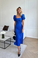 Godet Silhouette Square Neck Midi Dress