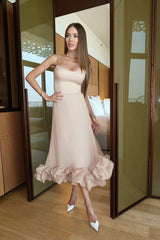 Flounce Bustier Midi Dress