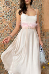 Bustier Dress with Feather Detail belt