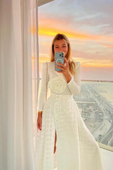 Sequin Button Midi Skirt