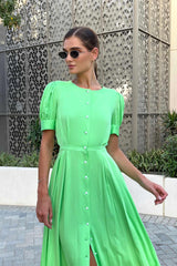 Button Front Midi Dress