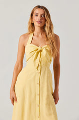 Katherine Linen-Blend Halter Midi Dress