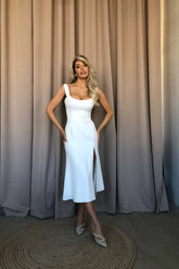 One Side Slit Midi Dress