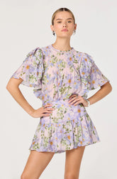Kinley Floral Flutter Sleeve Ruffle Top