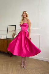 Bustier Pleated Bust Cups Midi Dress
