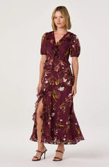 Bennet Floral Ruffle Trim Midi Dress