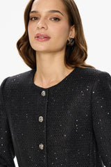 Single-Breasted Collarless Jacket