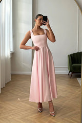 Strap Decorated Bodice Midi Dress