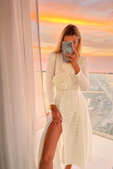 Sequin Button Midi Skirt