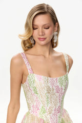 Mini Dress With Scalloped Corset