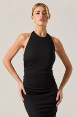 Zaira Ruched Halter Midi Dress