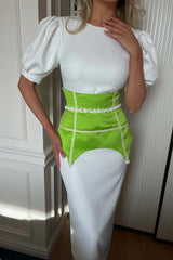 Velvet Trim Satin Basque