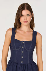 Tiered Stitch Detail Mini Dress