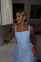 Strap Midi Dress with Corset-Style Bodice