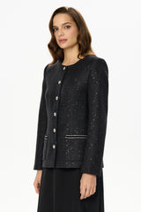 Single-Breasted Collarless Jacket