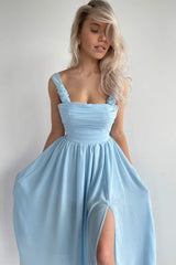 Draped Bodice Chiffon Midi Dress