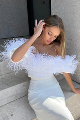 Feather Bustier Crop Top