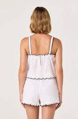 Sadie Embroidered Linen Crop Top