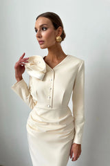 Satin Decoration Long Sleeve Top