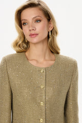 Single-Breasted Collarless Jacket