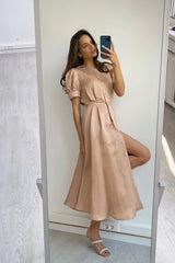 Button Front Midi Dress