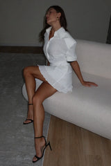 Short Sleeve Shirt with Voluminous Shoulders